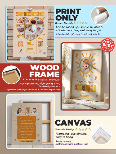 Baby Sunshine Poster Bundle – Personalized Newborn Wall Art & Keepsake